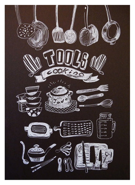 食譜插畫-Tools廚房工具 I牛奶筆畫I