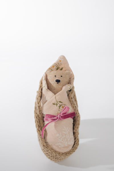PK baby|熊寶寶+紅毛衣+藍花裙I13cm 手工時尚熊