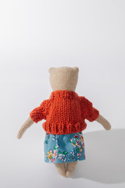 PK baby|熊寶寶+紅毛衣+藍花裙I13cm 手工時尚熊