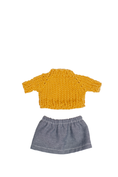 PK baby|棕熊寶寶+土黃毛衣+灰褲I13cm 手工時尚熊