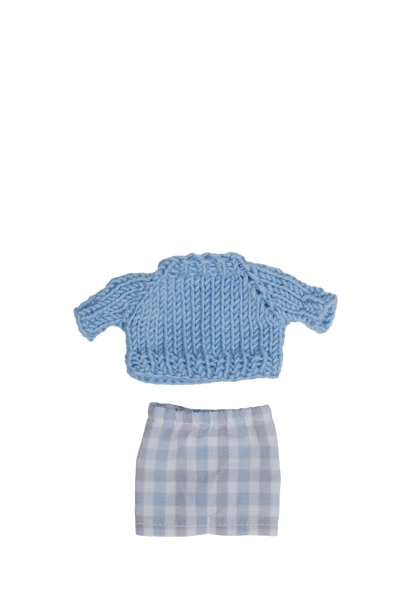 PK baby|狐狸寶寶+藍毛衣+灰褲I13cm 手工時尚熊