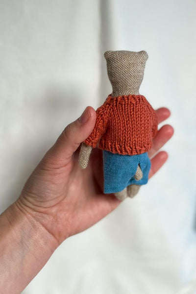 PK baby|熊寶寶+紅毛衣+格子褲13cm 手工時尚熊