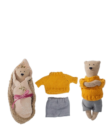 PK gifts|熊寶寶+土黃毛衣+灰褲I13cm 手工時尚熊
