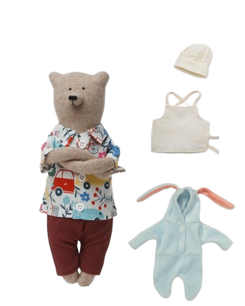 PK bears禮盒組 |Joe海灘小熊 23cm&廚師裝&兔子裝 I手工熊