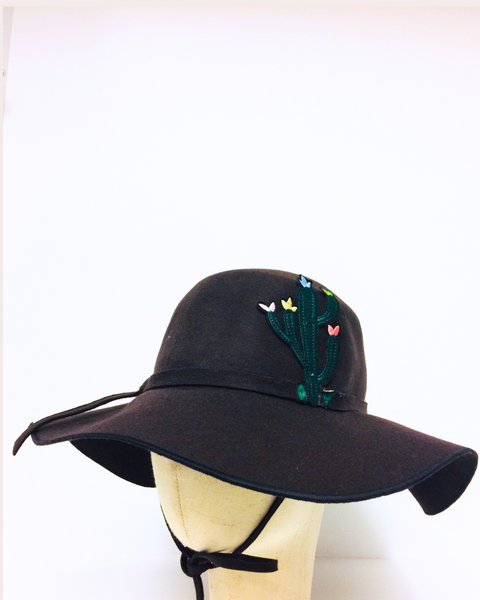 EA.hats-深咖啡仙人掌寬帽沿帽