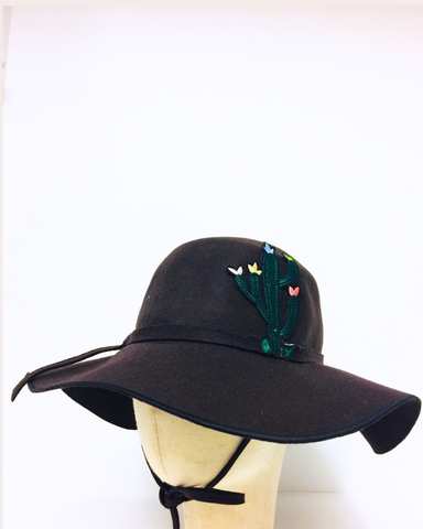 EA.hats-深咖啡仙人掌寬帽沿帽