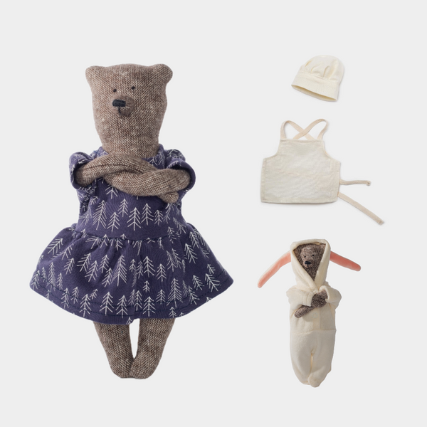 PK bears禮盒組 |Annie戀家棕小熊23cm&廚師裝&兔子裝 I手工熊