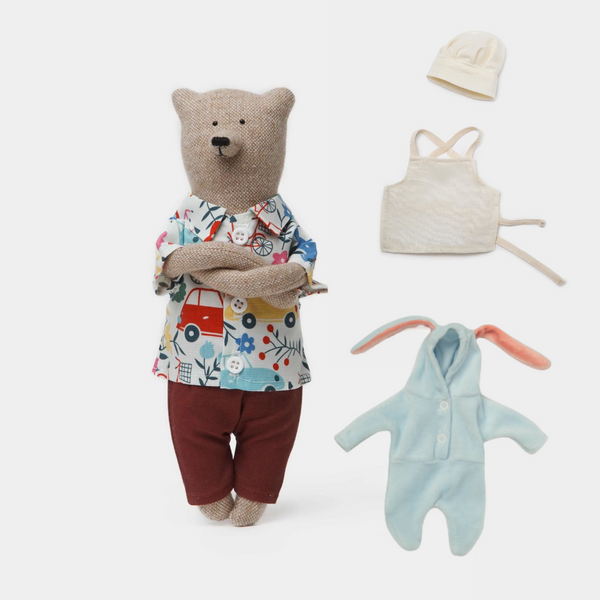 PK bears禮盒組 |Joe海灘小熊 23cm&廚師裝&兔子裝 I手工熊