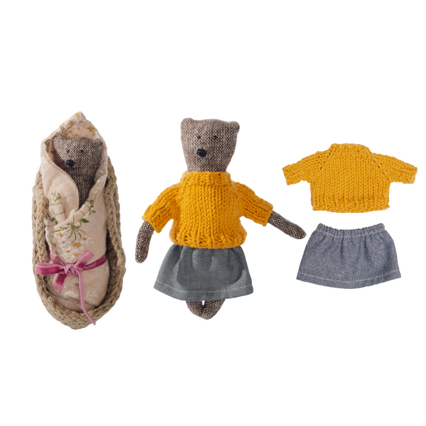PK baby|棕熊寶寶+土黃毛衣+灰褲I13cm 手工時尚熊