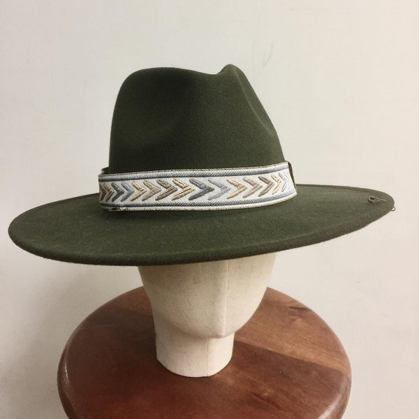 EA.hats-軍綠雙帽帶紳士帽