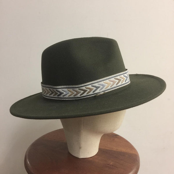 EA.hats-軍綠雙帽帶紳士帽