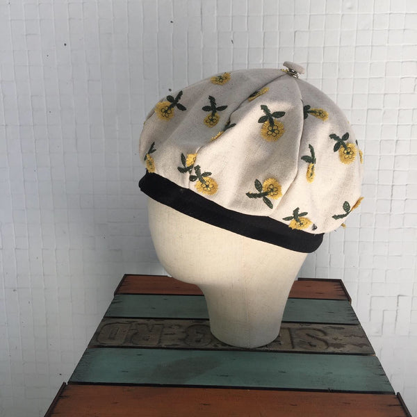 EA.hats-黃色刺繡立體小雛花南瓜貝蕾帽《南瓜刺繡帽系列》