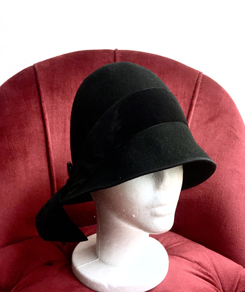 EA.hats-:黑夜羊毛鐘形帽