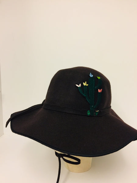 EA.hats-深咖啡仙人掌寬帽沿帽