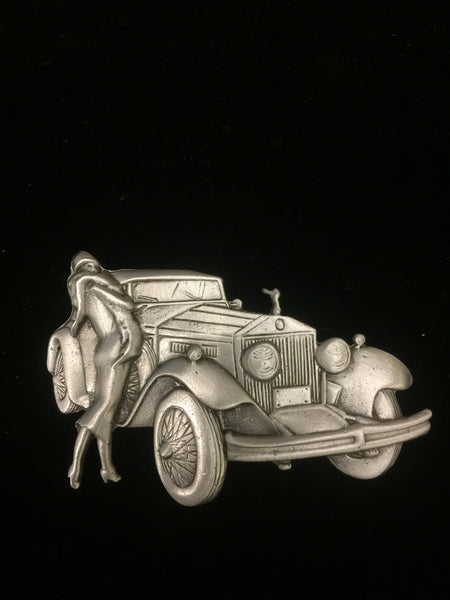 美國70年代Art Deco仕女與車 I胸針